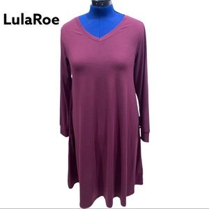 LulaRoe Emily Long Sleeve Burgandy Dress